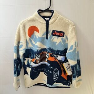 Jeep Kids Sherpa Fleece Quarter Zip Pullover Birch Mountain Graphic JFQ006ABBWT